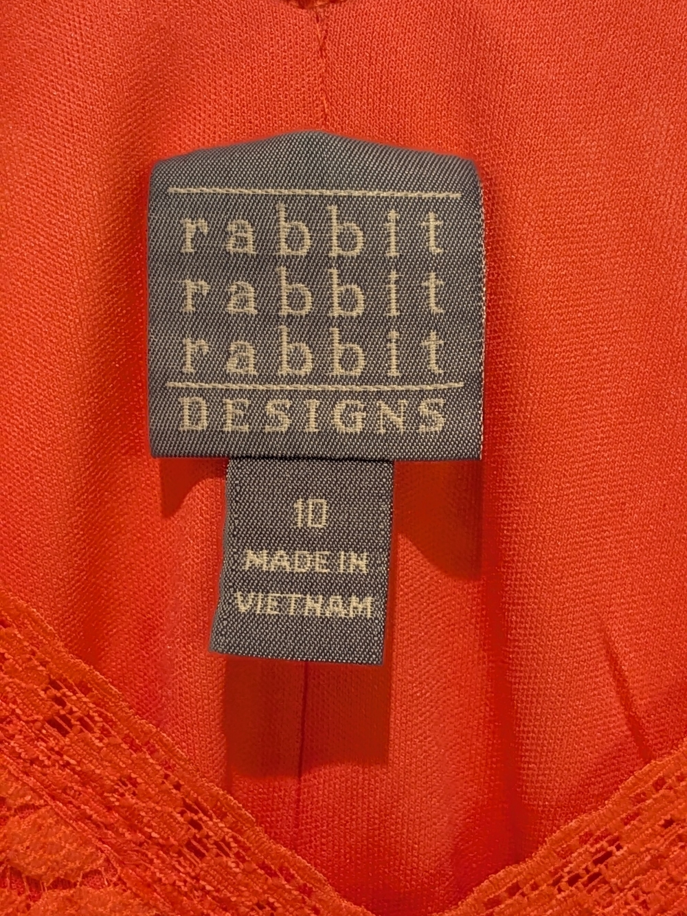 NWT Rabbit Rabbit Rabbit Bright Coral Lace Midi Dress - Picture 2 of 7